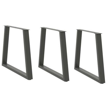 vidaXL 3 db antracitszürke, V-alakú acél étkezőasztalláb 80 x (72-73,3) cm