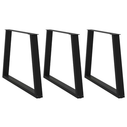 vidaXL 3 db fekete, V-alakú acél étkezőasztal láb 90 x (72-73,3) cm