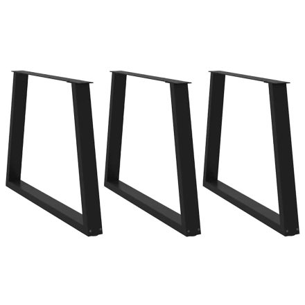 vidaXL 3 db V-alakú étkezőasztal láb fekete 100 x (72-73,3) cm acél étkezőasztal láb