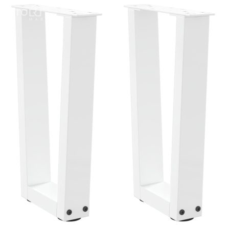 vidaXL 2 db fehér, V-alakú acél dohányzóasztal láb 28 x (42-43,3) cm