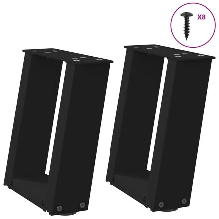 vidaXL 2 db U alakú fekete acél dohányzóasztal láb 30x(30-31) cm