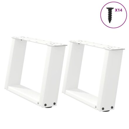 vidaXL 2 db U alakú dohányzóasztal láb fehér 40 x (30-31) cm acél