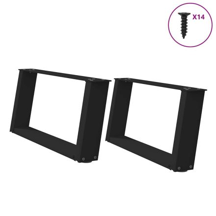 vidaXL 2 db U alakú dohányzóasztal láb fekete 60 x (30-31) cm acél dohányzóasztal láb