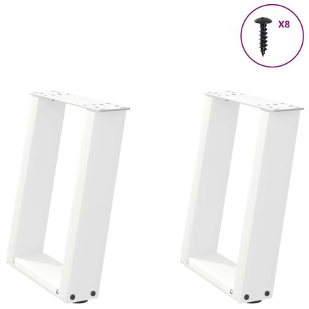 vidaXL 2 db U alakú dohányzóasztal láb fehér 28 x (42-43) cm acél dohányzóasztal láb