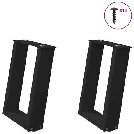 vidaXL 2 db fekete, U alakú acél dohányzóasztal láb 38x(42-43) cm
