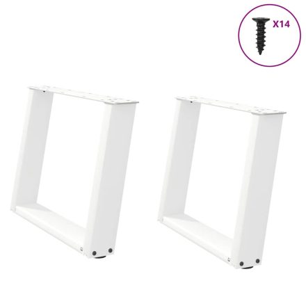 vidaXL 2 db U alakú dohányzóasztal láb fehér 60 x (42-43) cm acél dohányzóasztal láb