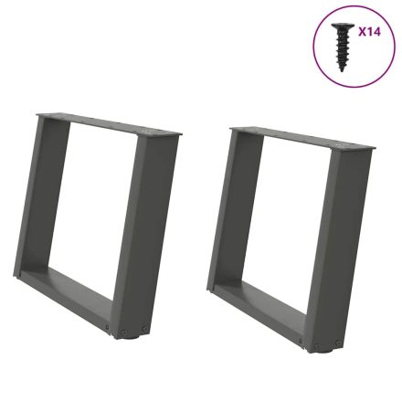 vidaXL 2 db antracitszürke, U alakú dohányzóasztal láb 70 x (42-43) cm acél