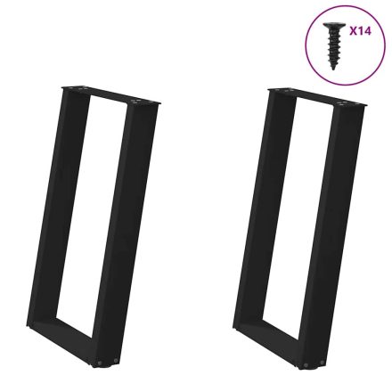vidaXL 2 db U alakú étkezőasztal láb fekete 60 x (72-73) cm acél étkezőasztal láb