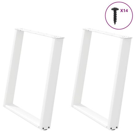 vidaXL 2 db U alakú étkezőasztal láb fehér 80 x (72-73) cm acél étkezőasztal láb