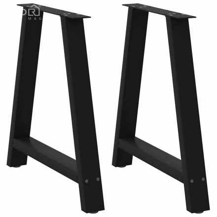 vidaXL 2 db A-alakú étkezőasztal láb fekete 70 x (72-73) cm acél étkezőasztal láb