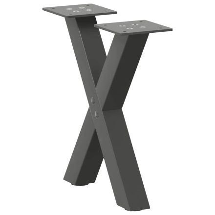 vidaXL 2 db antracitszürke X alakú acél dohányzóasztal láb 30x(30-31) cm