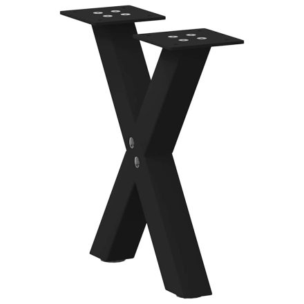 vidaXL 2 db fekete, X alakú acél dohányzóasztal láb 37 x (30-31) cm