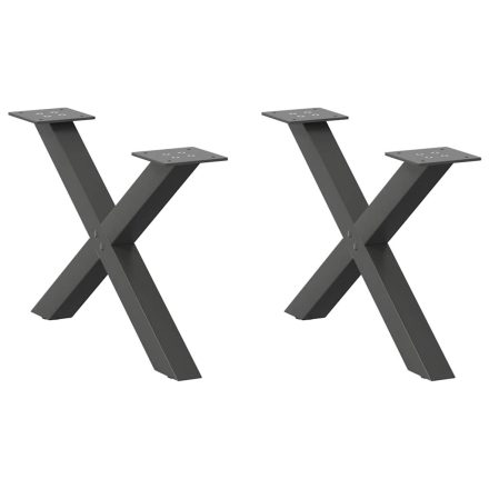 vidaXL 2 db antracitszürke X-alakú acél dohányzóasztal láb 50x(30-31) cm