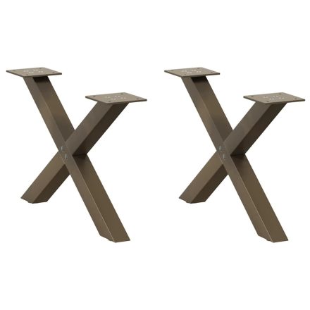 vidaXL 2 db X alakú natúr acél dohányzóasztal láb 50x(30-31) cm
