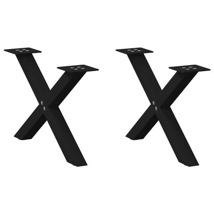 vidaXL 2 db fekete, X alakú acél dohányzóasztal láb 60 x (30-31) cm