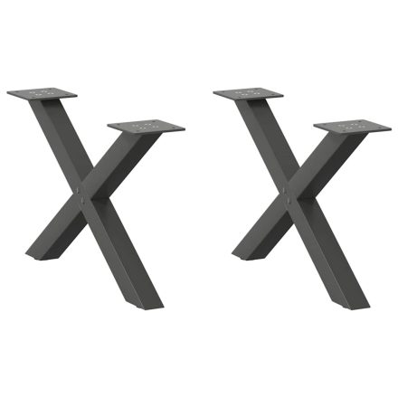 vidaXL 2 db antracitszürke X-alakú acél dohányzóasztal láb 60x(30-31) cm