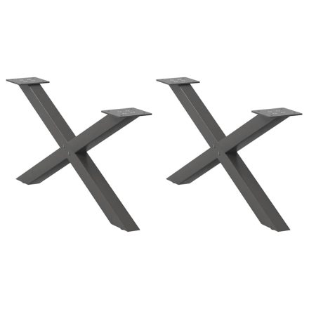 vidaXL 2 db antracitszürke X-alakú acél dohányzóasztal láb 70x(30-31) cm