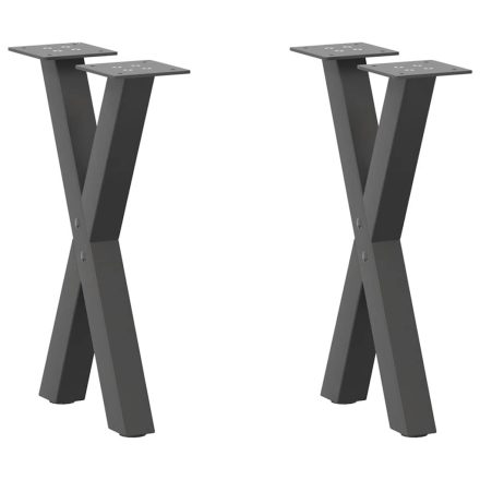 vidaXL 2 db antracitszürke X-alakú acél dohányzóasztal láb 28 x (42-43) cm