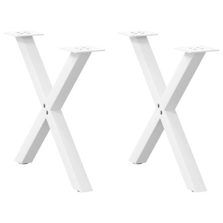 vidaXL 2 db fehér, X alakú acél dohányzóasztal láb 60 x (42-43) cm
