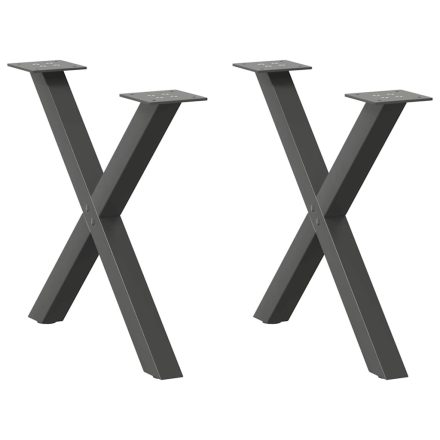 vidaXL 2 db antracitszürke X-alakú acél dohányzóasztal láb 60 x (42-43) cm