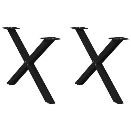 vidaXL 2 db fekete, X alakú acél dohányzóasztal láb 70 x (42-43) cm