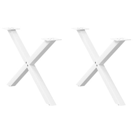 vidaXL 2 db fehér, X alakú dohányzóasztal láb 70 x (42-43) cm acél