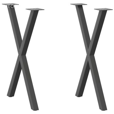 vidaXL 2 db antracitszürke X-alakú acél étkezőasztalláb 57x(72-73) cm