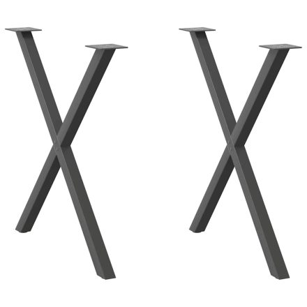 vidaXL 2 db antracitszürke X-alakú acél étkezőasztal láb 70x(72-73) cm