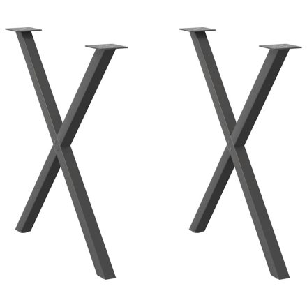 vidaXL 2 db antracitszürke X alakú acél étkezőasztal láb 80x(72-73) cm