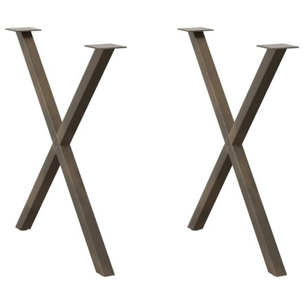 vidaXL 2 db X alakú étkezőasztal láb natúr acél 80x(72-73) cm acél