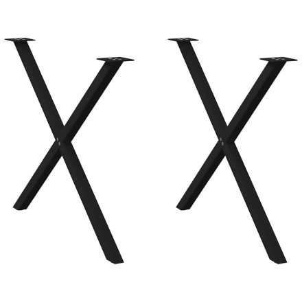 vidaXL 2 db X alakú étkezőasztal láb fekete, 90 x (72-73) cm acél