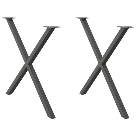 vidaXL 2 db antracitszürke X alakú acél étkezőasztal láb 90 x (72-73) cm