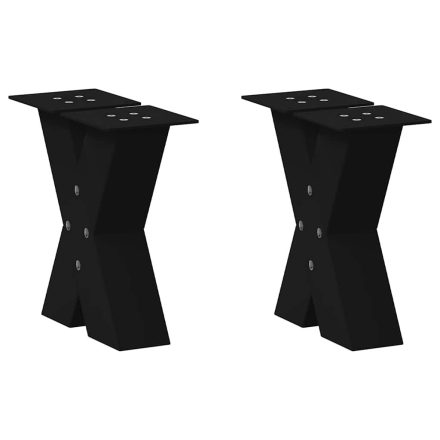vidaXL 2 db fekete, X alakú acél dohányzóasztal láb 30 x (30-31) cm
