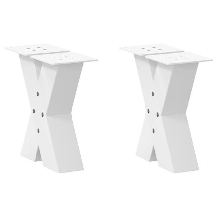 vidaXL 2 db fehér, X alakú acél dohányzóasztal láb 30 x (30-31) cm