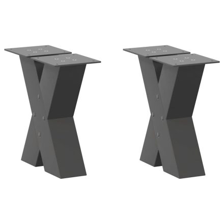 vidaXL 2 db antracitszürke X-alakú acél dohányzóasztal láb 40x(30-31) cm