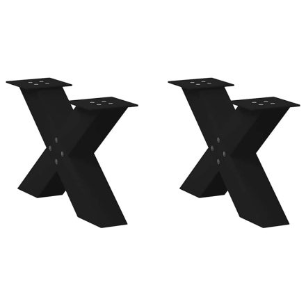 vidaXL 2 db fekete, X alakú acél dohányzóasztal láb 60 x (30-31) cm