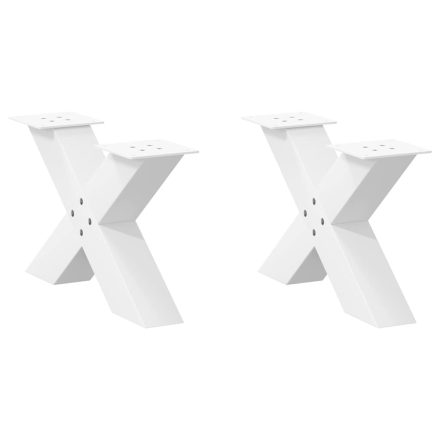 vidaXL 2 db fehér, X alakú acél dohányzóasztal láb 60 x (30-31) cm