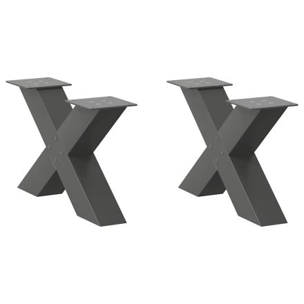 vidaXL 2 db antracitszürke X-alakú acél dohányzóasztal láb 60x(30-31) cm