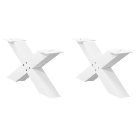 vidaXL 2 db fehér, X alakú dohányzóasztal láb 70 x (30-31) cm acél