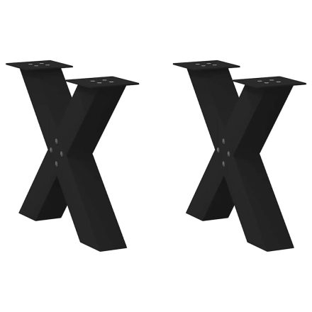 vidaXL 2 db fekete, X alakú acél dohányzóasztal láb 50 x (42-43) cm