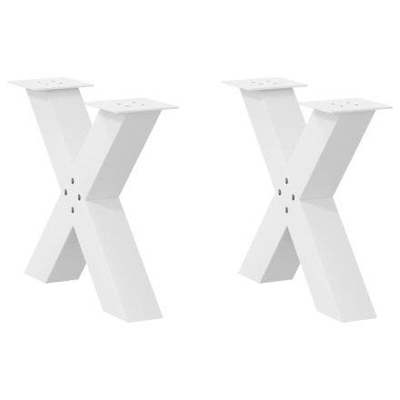 vidaXL 2 db fehér, X alakú acél dohányzóasztal láb 60 x (42-43) cm