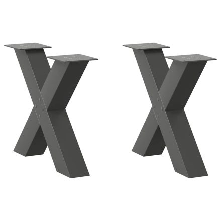 vidaXL 2 db antracitszürke X-alakú acél dohányzóasztal láb 60 x (42-43) cm