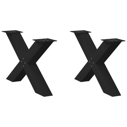 vidaXL 2 db fekete, X alakú acél dohányzóasztal láb 70 x (42-43) cm