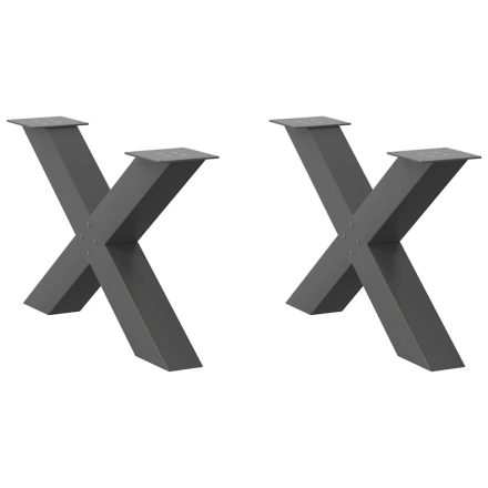 vidaXL 2 db antracitszürke X-alakú acél dohányzóasztal láb 70 x (42-43) cm