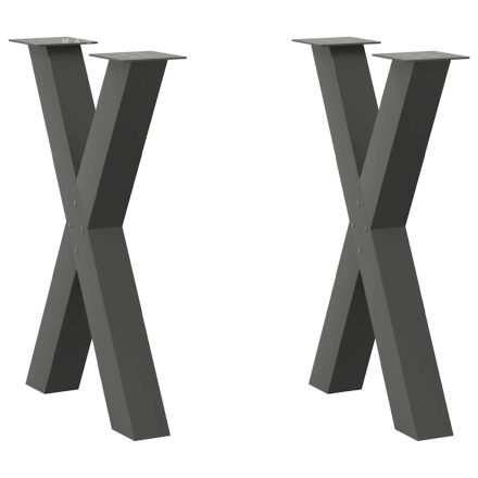 vidaXL 2 db antracitszürke X-alakú acél étkezőasztalláb 50x(72-73) cm