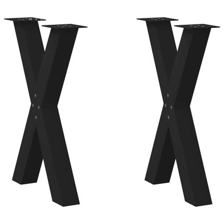 vidaXL 2 db X alakú étkezőasztal láb fekete acél 60 x (72-73) cm