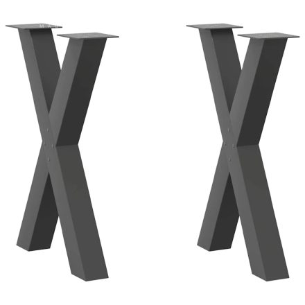 vidaXL 2 db antracitszürke X-alakú acél étkezőasztalláb 60x(72-73) cm