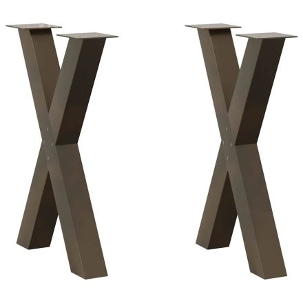 vidaXL 2 db X alakú étkezőasztal láb natúr acélból 60 x (72-73) cm acél