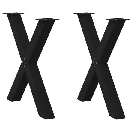 vidaXL 2 db X alakú étkezőasztal láb fekete 80 x (72-73) cm acél étkezőasztal láb