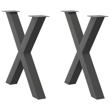 vidaXL 2 db antracitszürke X alakú acél étkezőasztal láb 80x(72-73) cm